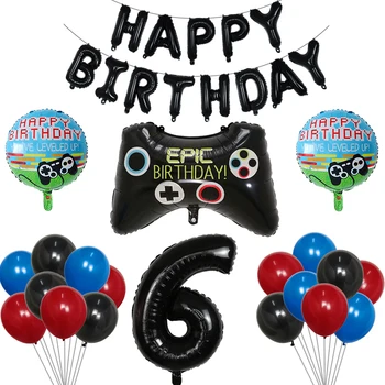 33pcs Mare și Negru Gamepad Băiat Umfla Jucărie JOC PE Balon Folie Happy Birthday Joc de Decorare Meci Recuzita Jocurilor de noroc Instrument de numărul de bile