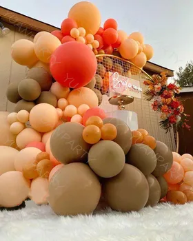 Retro Culoare De Toamnă Tema Noul Balon De Nunta De Decorare Layout Portocaliu De Cafea Balon Lanț De Fundal De Decor De Perete