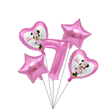 Roz Drăguț Minnie Mouse Folie De Aluminiu Numărul De Baloane Set De Desene Animate Disney Le Dau De Ziua Plivitul Decoratiuni Partid Suppies