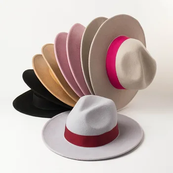 01908-HH8147 nou toamna IARNA lână panglică fedoras capac bărbați femei jazz pălărie panama