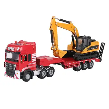 1:50 Flatbed Trailer Camioane de Jucărie Aliaj Trailer Role Excavator Camion de Serie Jucării Vehicul de Transport Combinatie de Cadouri pentru Copii