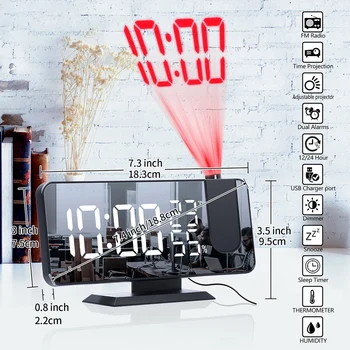 1 buc LED Digital Ceas cu Alarmă Ceas de Masa Electronice Ceasuri pentru Desktop USB serviciu de Trezire Radio FM Timp Proiector Funcție de Amânare de 3 Culori