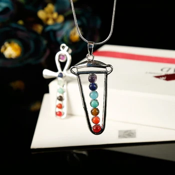 1 BUC moda colorate naturale pandantiv bijuterii pandantiv colier Șapte Chakre vindecare cristale Trimite cupluri DIY cadou