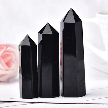 1 buc Naturale Obsidian Punct de Cristal Turnul de Vindecare Piatră de Energie Reiki Obelisc Cristal de Cuarț Bagheta Decor Acasă Piramida DIY Cadou