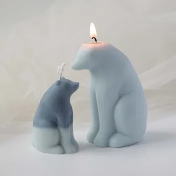 1 buc Ursul polar de Design Lumânare Mucegai Mamei Și Copilului Urs Parfum Lumânare Matrite de Silicon Stil Nordic Săpun Manual Tort Mucegai