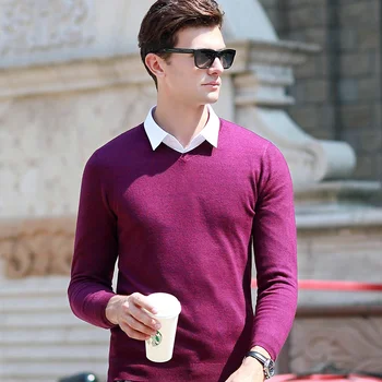 10 Culori de Toamna Iarna pentru Bărbați V-neck Pulover Subtire de Înaltă Calitate Business Casual Slim Fit Culoare Solidă Pulover Brand de Haine