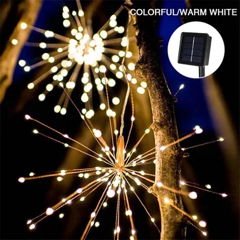 100/120/150/180 LED-uri Alimentate Solar Agățat Starburst foc de Artificii de Crăciun Zână Șir Lumina Pliabil Ghirlanda de Decoratiuni Exterioare