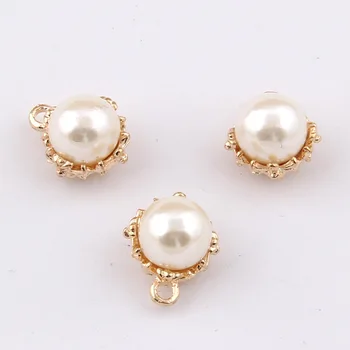 100buc Dimensiune: 15*13mm Pearl dimensiune: 10mm Incrustate cu perle imitație aliaj de bijuterii accesorii bijuterii diy cercei pandantiv brățară
