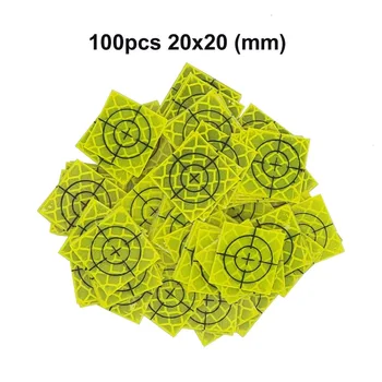 100buc Fluorescent galben-verde Reflector Foaie de 20 x 20 mm Reflectorizante țintă PENTRU statie totala