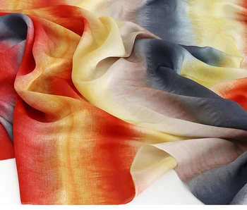 100X145cm Curcubeu Gradient de Culoare Imprimate Tesatura de Sifon Pentru Femeie Fata de Vara Rochie Lunga Bluza de Mătase eșarfă DIY de Cusut