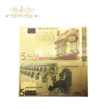 10buc/Lot Frumos de Culoare Euro de Aur a Bancnotelor Euro 5 Bancnotelor în Aur Placat cu Bani Pentru Cadouri de Afaceri și de Colectare