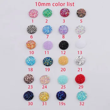 10mm Culoare Faux Druzy Rășină Piatră Rotundă Spate Plat Cabochon Farmec Pentru a Face Bijuterii Multicolore en-Gros 500pcs