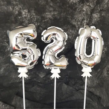 10pcsWedding Tort Automată Gonflabile 5Inch Aur Și Argint Digital Balon Tort Pavilion Petrecere Decoratiuni Consumabile pentru Adulți