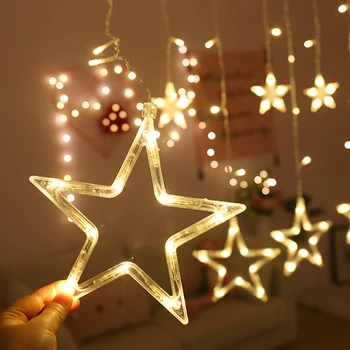 110V 220V LED Star Zână Lampa Ghirlande de Crăciun Șir Perdea de Lumini în aer liber Pentru Vacanta Petrecerea de Nunta Decor de Anul Nou