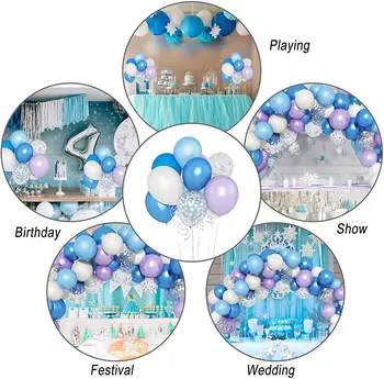 123Pcs Gheață Zăpadă Ghirlanda Baloane Arcada Kit de 12 țoli Violet Argintii Confetti Happy Birthday Fulg de nea Baloane Folie Pentru Decor Petrecere