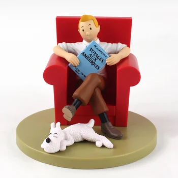 12cm Aventurile lui Tintin Canapea Roșie cu Milou PVC figurina de Colectie Model de Păpușă Jucărie