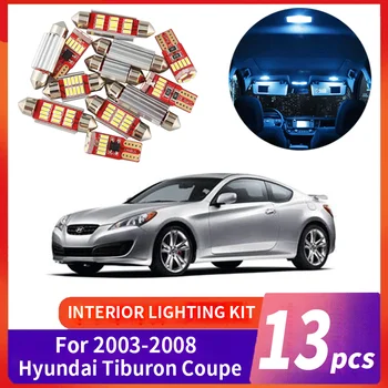 13pcs Bec Alb Lumina LED-uri Auto de Interior Kit Pentru Perioada 2003-2008 Hyundai Tiburon Coupe Harta Dom Portbagaj Lampă torpedo