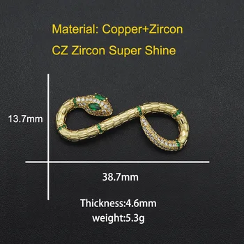 14x39mm CZ Zircon Bijuterii DIY Șarpe de Aur Conectori de Farmec en-Gros Brățară Face Conector Vanzare Fabrica