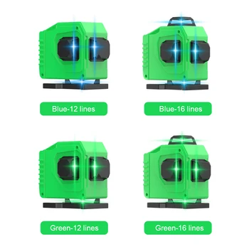 16 Linii de Nivel cu Laser 3D Puternic 16 Linia 4D Cross-linia Verde Albastru Laser-fascicul de Auto-Nivelare Orizontală și Verticală 360 de Grade Rotativ