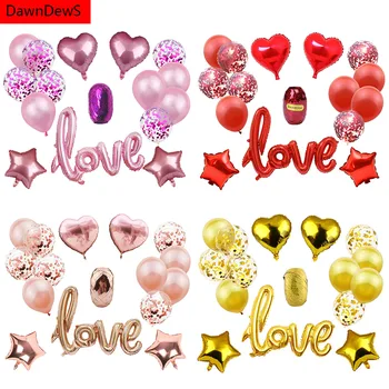 16pcs Te Iubesc Confetti Balon cu Heliu Latex Ballon Cadou de Ziua Îndrăgostiților Romantic Nunta de Decorare Ziua de nastere Baloane Folie Set