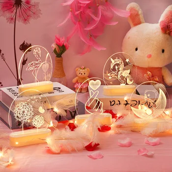 1buc 3D Acril Lumina de Noapte de Dragoste Inima Ziua Îndrăgostiților Cadou Copil de Dus Ghirlandă cu Led-uri Nunta, Decoratiuni, Decor Acasă Diy pentru Copii
