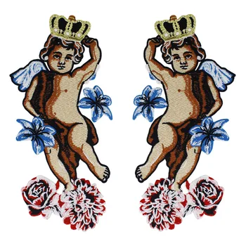1pair Moda Broderie Coroana Înger Baieti Material Patch-uri Aplicatiile de Flori Insigna pentru Haine DIY Accesorii de Îmbrăcăminte A48