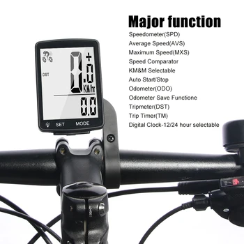 2.8 în Multifunctional computer de biciclete wireless biciclete vitezometru /cu fir calculatorul de ciclism viteză senzor de cadență monitor de ritm Cardiac
