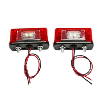 2 buc Impermeabil 4LED Numărul de Înmatriculare al Mașinii Lumina 12V 24V Lumină de inmatriculare Lampa pentru Auto Camion Remorcă Camion Coada de Lumină Alb Rosu
