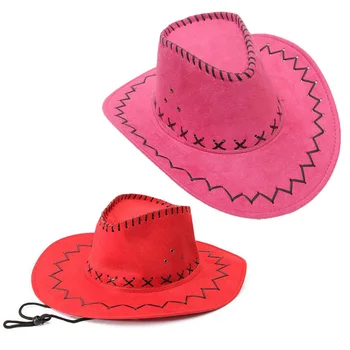 2 BUC Retro Unisex Denim Wild West Cowboy Fermiera Rodeo Rochie Fancy Accesoriu Pălării de Red & Rose Red
