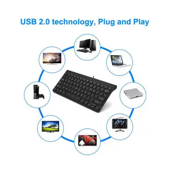 2 Culori Portabil Tastatura cu Fir USB 2.0 78 Taste Ultra Slim Mini Tastatura Pentru Desktop PC, Laptop, Periferice de Calculator rezistent la apa