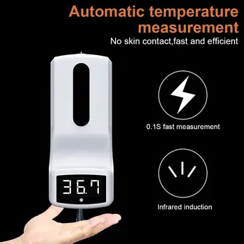 2 in 1 Termometru cu Infraroșu 1000ml K9 Automata Dozator de Săpun Palma de Măsurare a Temperaturii și Dezinfecție Integrat de Mașină