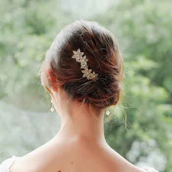 2 poze Spumant de Cristal Femeia se Lipește Părul de Aur Bastoane de Păr Europene Bentițe Agrafe de Păr de Nunta Accesorii