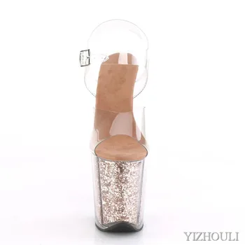 20 cm sexy platformă transparentă paiete decor, 8 inch stiletto banchet club de noapte pantofi/dans pol model de sandale