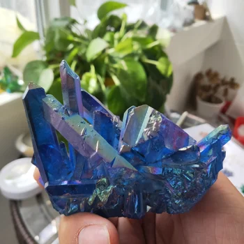 200gUnique Naturale galvanizare Albastru Cluster de Cristal Osos Cuarț Punct Bagheta minerale de Vindecare de cristal druse vug Specimen