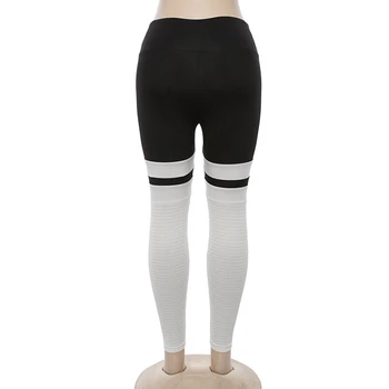 2019 Femei Pantaloni de Yoga Sport Alergare Sport Elastic de Fitness Jambiere Burtica control sală de Compresie Ciorapi de Plasă Negru Alb