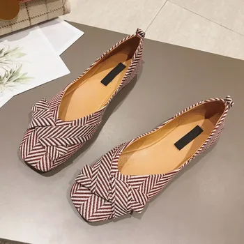 2019 mai NOI Moda cu Dungi pentru Femei Balerini Femeie Moale Aluneca Pe o Singură Pantofi Doamnelor pantofi Încălțăminte Zapatos Mujer Plus Dimensiune 40