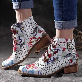 2019 Nou Glezna cizme pentru femei de Moda de Flori Frumos model de cizme de sex feminin cizme de Cauciuc pentru femei Purta Fermoar rezistent la pantofi