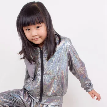 2019 Primavara Toamna pentru Copii pline de culoare de Argint Jacheta bomber Performanță Etapă Purta paillette feminina casaco de dans Hip-Hop haina