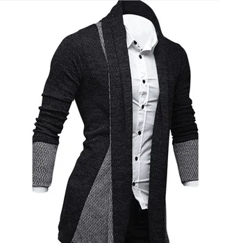 2020 Barbati cu Maneci Lungi de Culoare Bloc Mozaic Largi Tricotate Plus Dimensiune trenci Lung Cardigan bărbați îmbrăcăminte мужская куртка