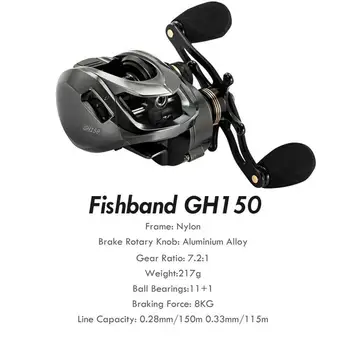 2020 Fishband Baitcasting Reel GH100 GH150 7.2:1 Crap, Momeală Exprimate de Turnare Rolă de Pescuit Pentru păstrăv, biban tilapia Bas de Pescuit