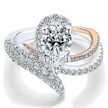 2020 nou de lux a crescut de aur de argint de culoare pere inel de logodna africa de mireasa pentru femei lady cadou de aniversare bijuterii R5413