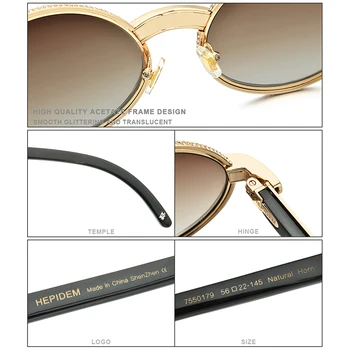 2020 Nou de Înaltă Calitate Bărbați Rotund ochelari de Soare de Designer de Brand de Lux Diamant Somptuos Ochelari de Soare pentru Femei Corn de Bivol Ochelari