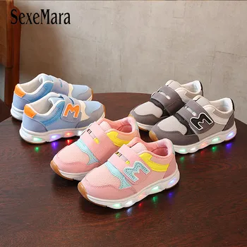 2020 Nou Pantofi pentru Copii Baieti cu Luminos Unic Adidași pentru Fete LED-ul se Aprinde Pantofi ochiurilor de Plasă Respirabil Pantofi Casual D01122