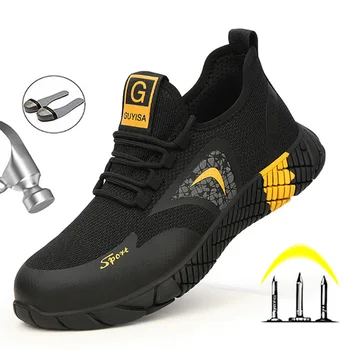 2020 Nouă Bărbați Securitatea muncii Pantofi ochiurilor de Plasă Respirabil în aer liber Bărbați Pantofi bombeu metalic Anti-zdrobitor Puncție-Dovada Adidași Bărbați Ghete