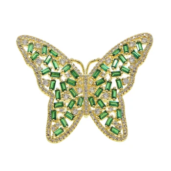 2020 primavara-vara noul superb uimitoare bijuterii femei alb verde bagheta cz mare inel de fluture colier set de bijuterii