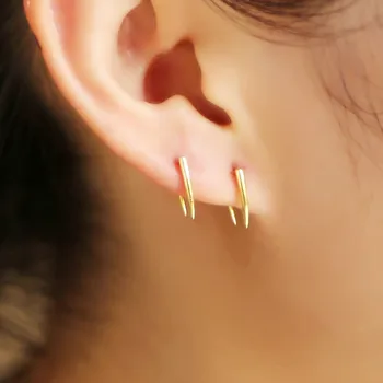 2021 minim de argint 925 bar cercel ureche fir de culoare de aur lustruit simplu design delicat fata de femeile frumoase bijuterii ureche