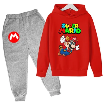 2021 Nouă Primăvară de Toamnă Super Mario Set Haine Copii Hanorace Pantaloni 2 buc Set Baieti Trening de Moda pentru Fete Costume Sportive