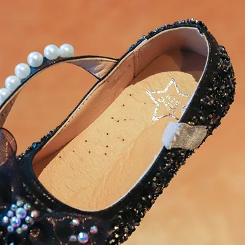 2021 Primavara-Vara Noi de Pantofi pentru Copii Fete de Moda Arcuri Copii Simple cu Paiete Perle Printesa Non-alunecare Pantofi