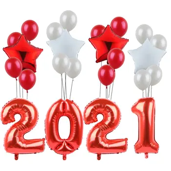 24buc 32 inch Aur Feliuta Număr Baloane Folie Happy New year Party Decor 2021 pentru Aniversarea de Nunta Decor Latex Globos