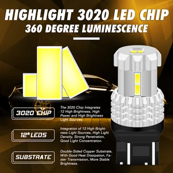 2x 6000K Alb fata DHO DRL LED-uri Becuri Pentru LADA SRCK 7443 7444 T20 W21/5W Lampă cu LED-uri Extrem de Luminoase 12LEDs 3020-EX Led-ul Portocaliu
